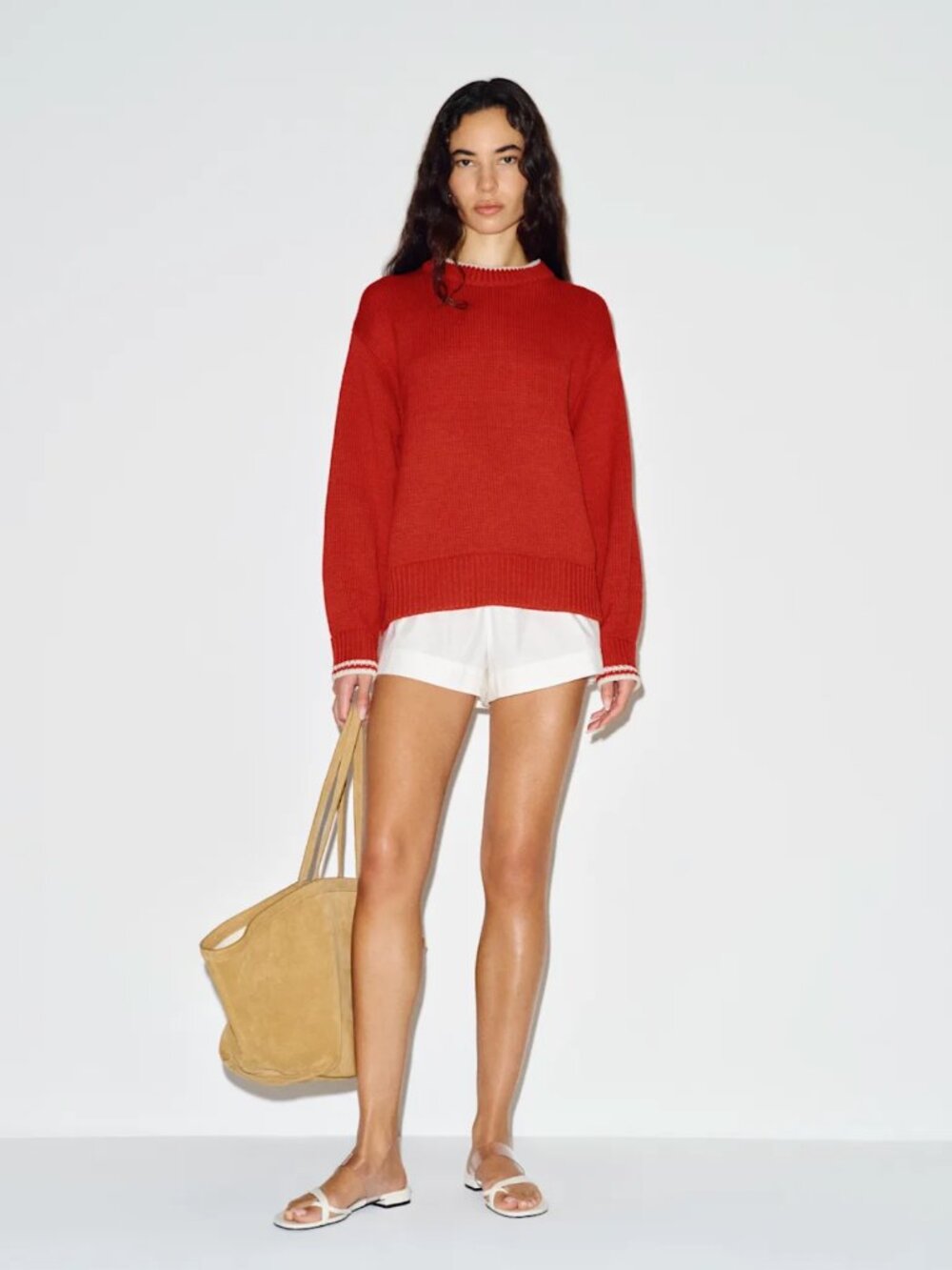 Reformation Cove Cotton Oversized Crew - Sundried Tomato Fior di Latte (size M)